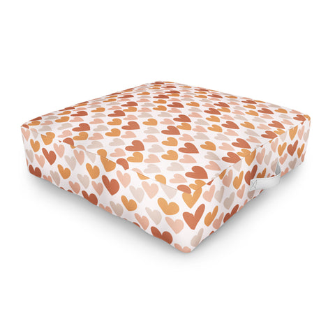 Menina Lisboa Earthy Terracotta Hearts Outdoor Floor Cushion