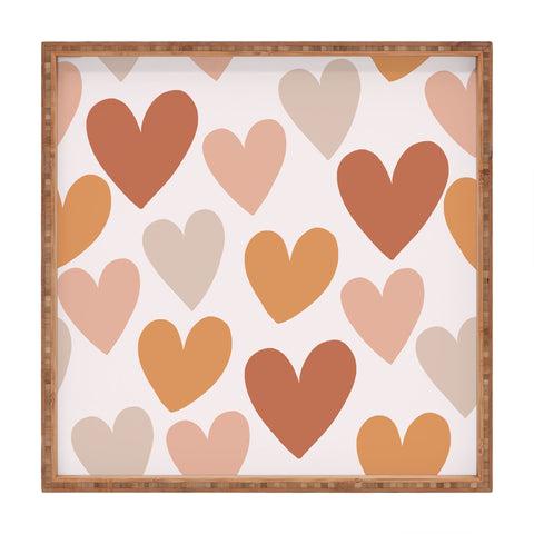 Menina Lisboa Earthy Terracotta Hearts Square Tray