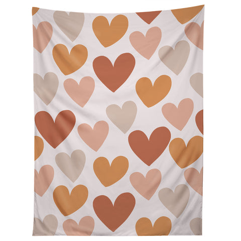 Menina Lisboa Earthy Terracotta Hearts Tapestry