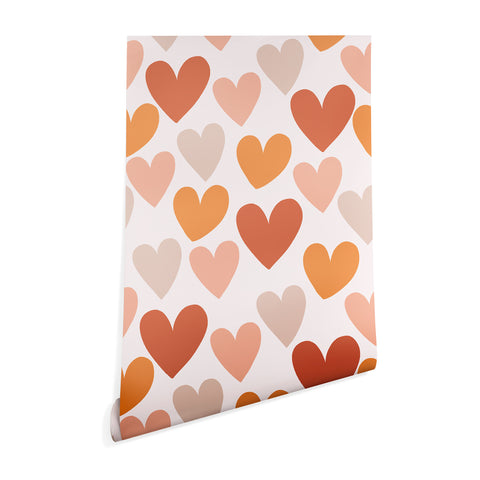 Menina Lisboa Earthy Terracotta Hearts Wallpaper