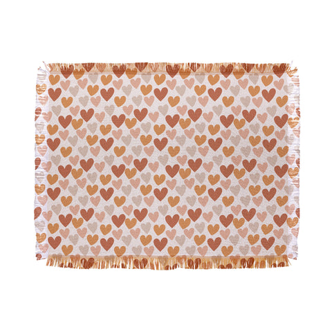 Menina Lisboa Earthy Terracotta Hearts Throw Blanket