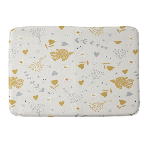Menina Lisboa Folk Nordic Bird Memory Foam Bath Mat