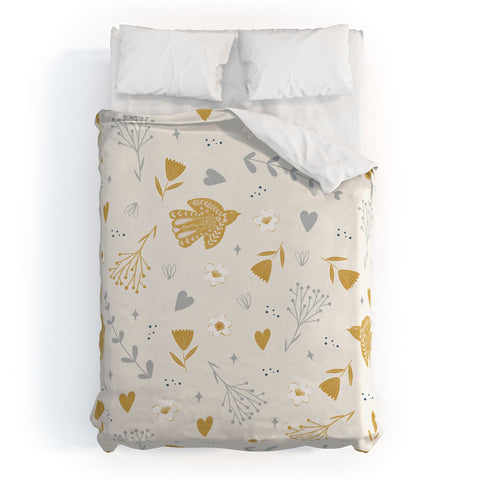 Menina Lisboa Folk Nordic Bird Duvet Cover
