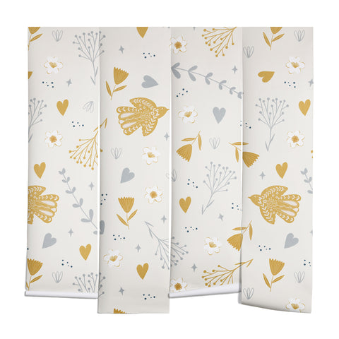 Menina Lisboa Folk Nordic Bird Wall Mural