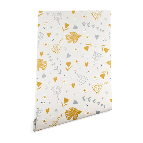 Menina Lisboa Folk Nordic Bird Wallpaper