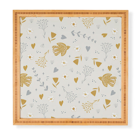 Menina Lisboa Folk Nordic Bird Framed Wall Art