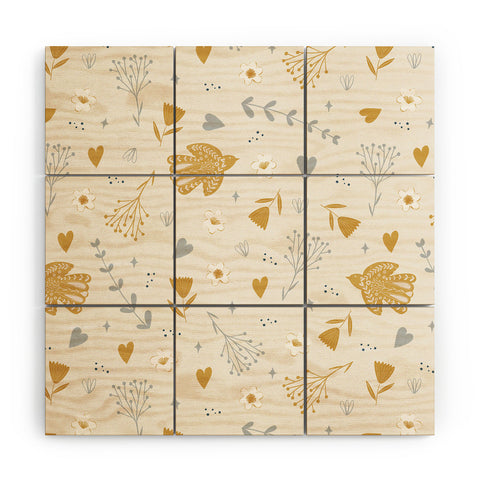 Menina Lisboa Folk Nordic Bird Wood Wall Mural