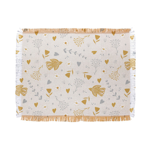 Menina Lisboa Folk Nordic Bird Throw Blanket