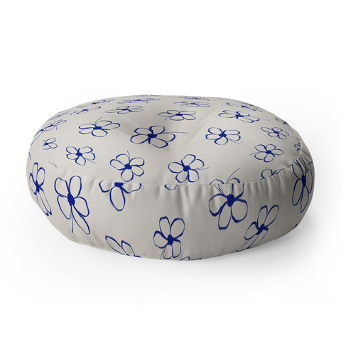 Menina Lisboa Garden of Blue Flowers Floor Pillow Round