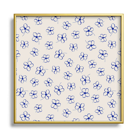 Menina Lisboa Garden of Blue Flowers Square Metal Framed Art Print