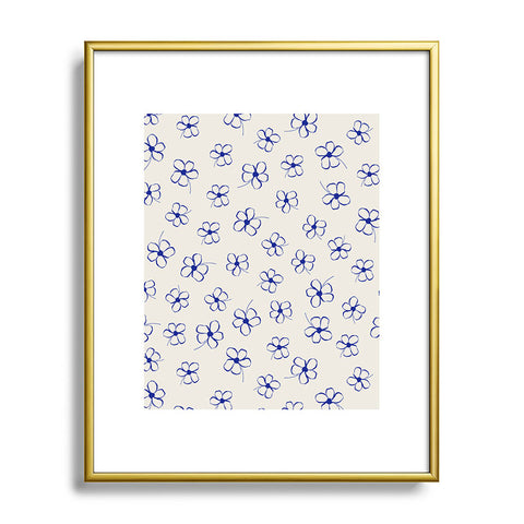 Menina Lisboa Garden of Blue Flowers Metal Framed Art Print