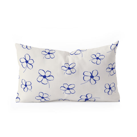 Menina Lisboa Garden of Blue Flowers Oblong Throw Pillow