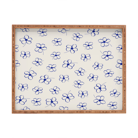Menina Lisboa Garden of Blue Flowers Rectangular Tray
