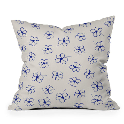 Menina Lisboa Garden of Blue Flowers Outdoor Throw Pillow