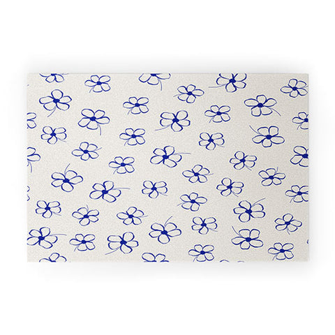 Menina Lisboa Garden of Blue Flowers Welcome Mat