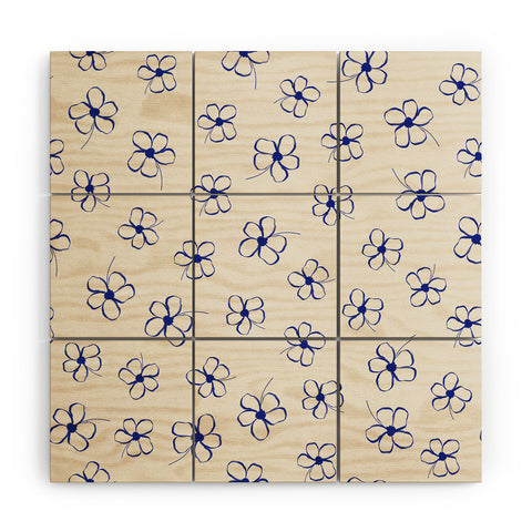 Menina Lisboa Garden of Blue Flowers Wood Wall Mural