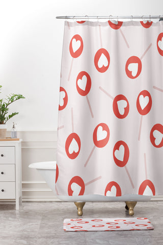 Menina Lisboa Heart Candy Shower Curtain And Mat