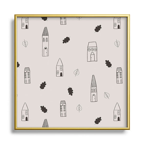 Menina Lisboa Little Scandinavian Houses Square Metal Framed Art Print