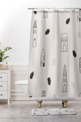 Menina Lisboa Little Scandinavian Houses Shower Curtain And Mat