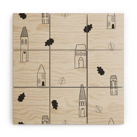 Menina Lisboa Little Scandinavian Houses Wood Wall Mural