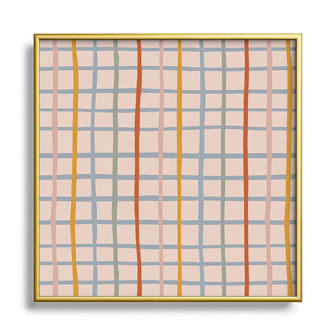 Menina Lisboa Multicolored Stripes Square Metal Framed Art Print