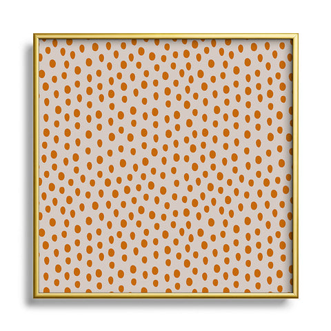 Menina Lisboa Orange Dots Square Metal Framed Art Print