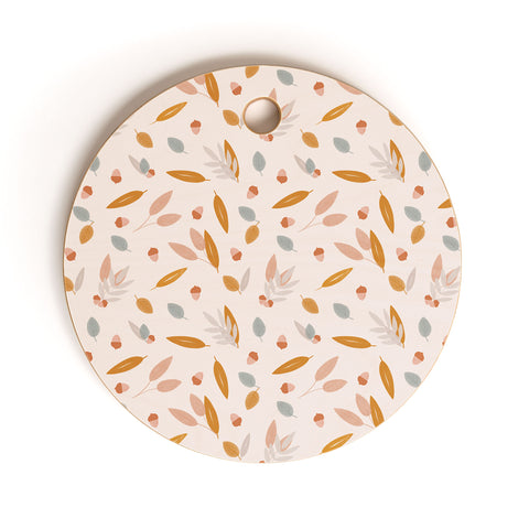 Menina Lisboa Pastel Fall Leaves Cutting Board Round