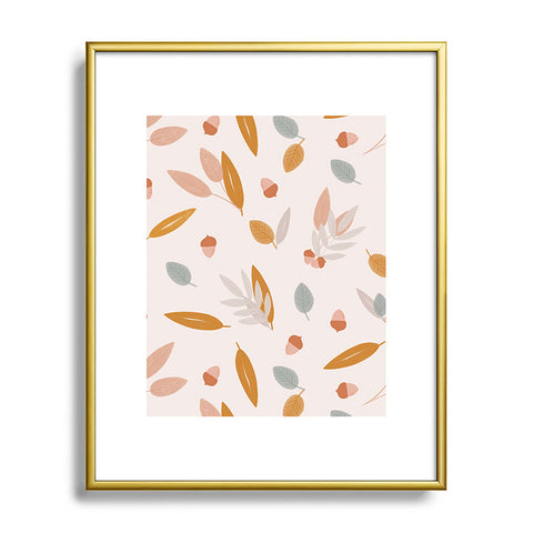 Menina Lisboa Pastel Fall Leaves Metal Framed Art Print