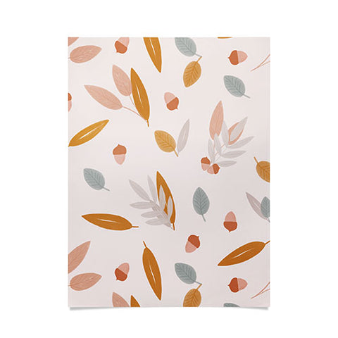 Menina Lisboa Pastel Fall Leaves Poster