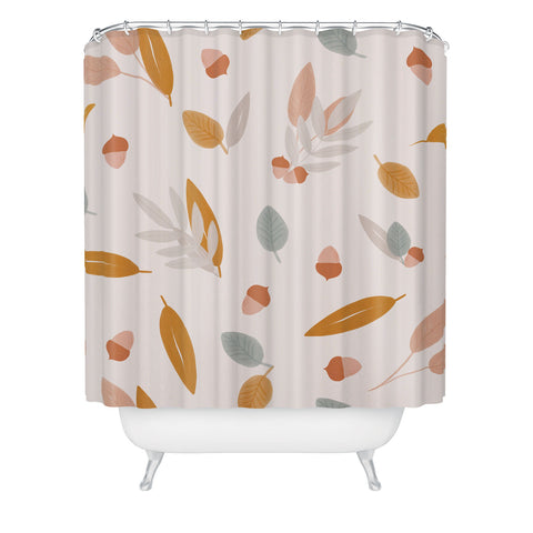 Menina Lisboa Pastel Fall Leaves Shower Curtain
