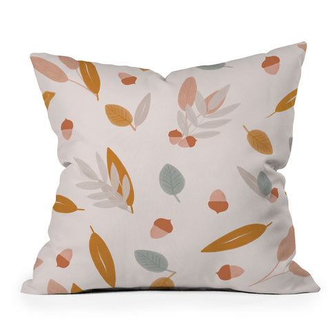 Menina Lisboa Pastel Fall Leaves Outdoor Throw Pillow