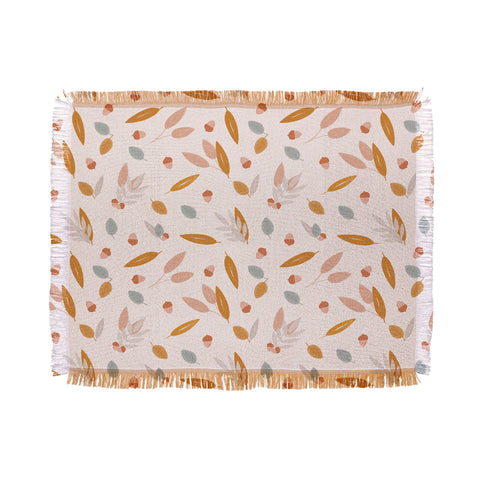 Menina Lisboa Pastel Fall Leaves Throw Blanket