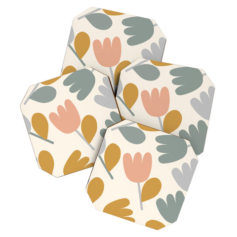 Menina Lisboa Pastel Spring Tulips Coaster Set