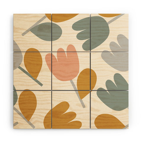 Menina Lisboa Pastel Spring Tulips Wood Wall Mural