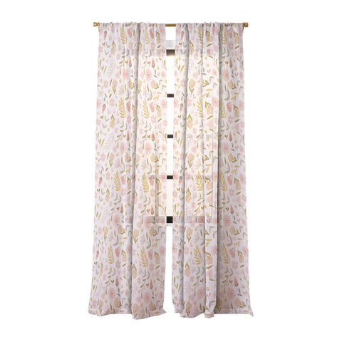 Menina Lisboa Pastel Spring Wildflowers Sheer Window Curtain