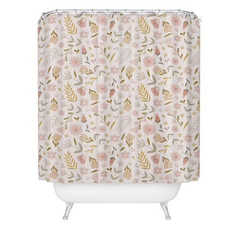 Menina Lisboa Pastel Spring Wildflowers Shower Curtain