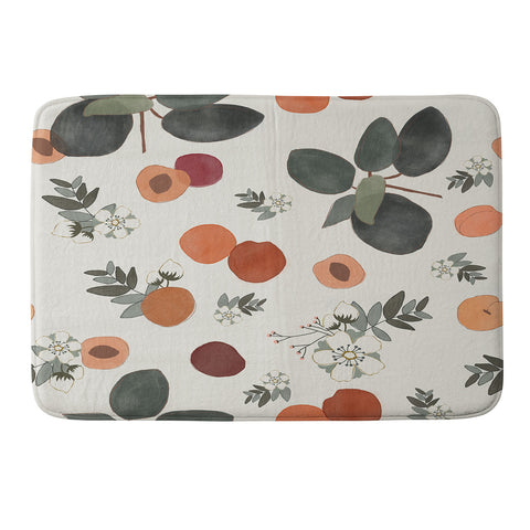 Menina Lisboa Peaches White Flowers Memory Foam Bath Mat
