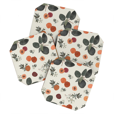 Menina Lisboa Peaches White Flowers Coaster Set