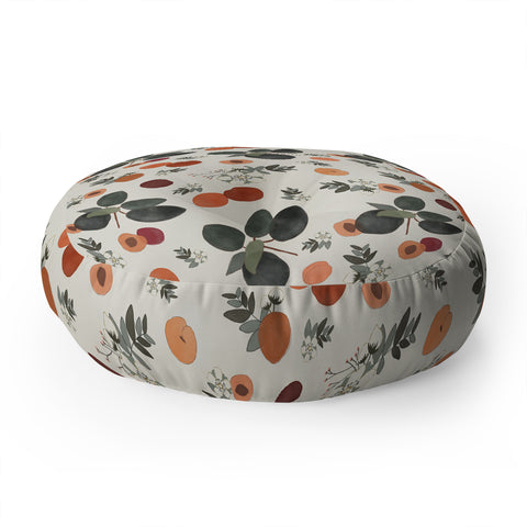 Menina Lisboa Peaches White Flowers Floor Pillow Round