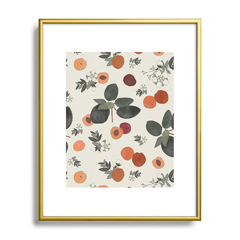 Menina Lisboa Peaches White Flowers Metal Framed Art Print