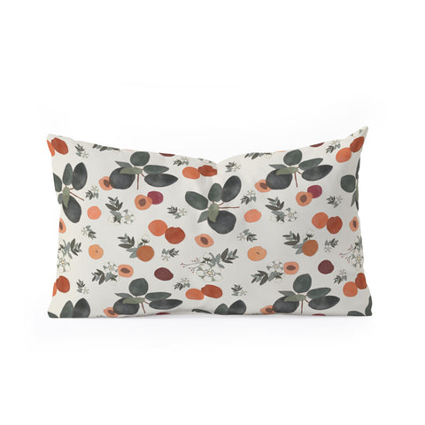 Menina Lisboa Peaches White Flowers Oblong Throw Pillow