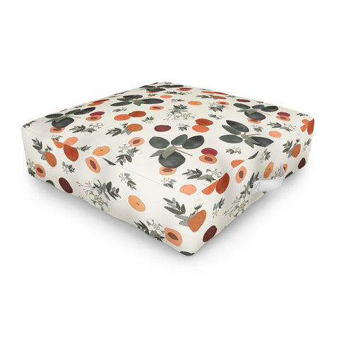 Menina Lisboa Peaches White Flowers Outdoor Floor Cushion