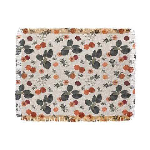 Menina Lisboa Peaches White Flowers Throw Blanket