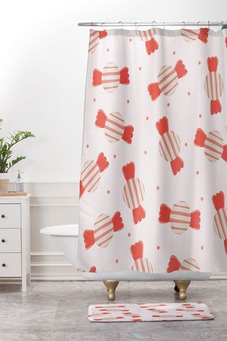 Menina Lisboa Pink Candy Shower Curtain And Mat
