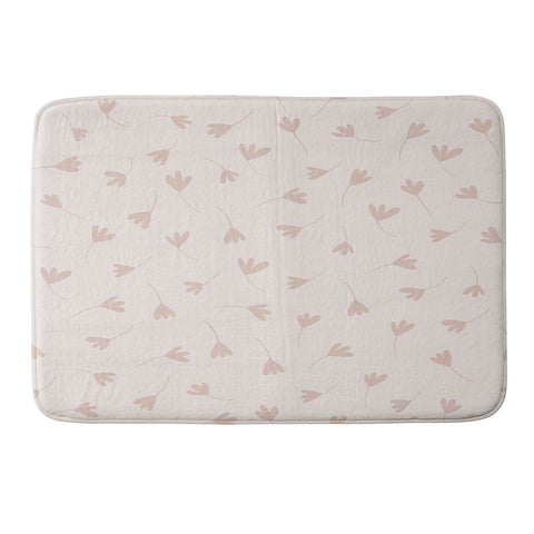 Menina Lisboa Pink Three Petal Flowers Memory Foam Bath Mat