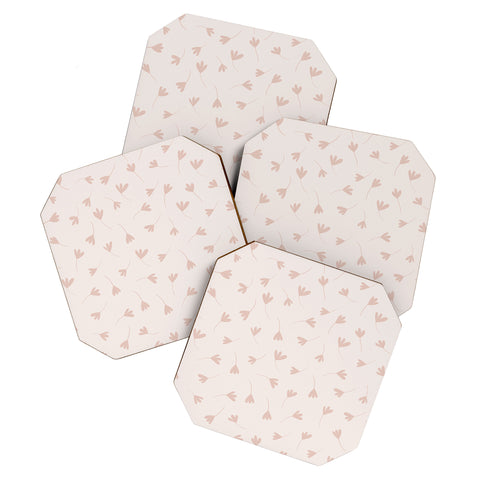 Menina Lisboa Pink Three Petal Flowers Coaster Set