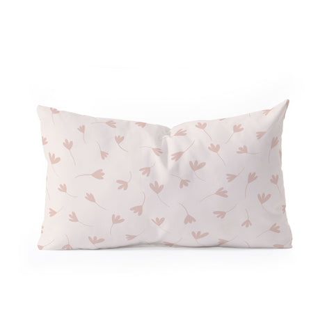 Menina Lisboa Pink Three Petal Flowers Oblong Throw Pillow