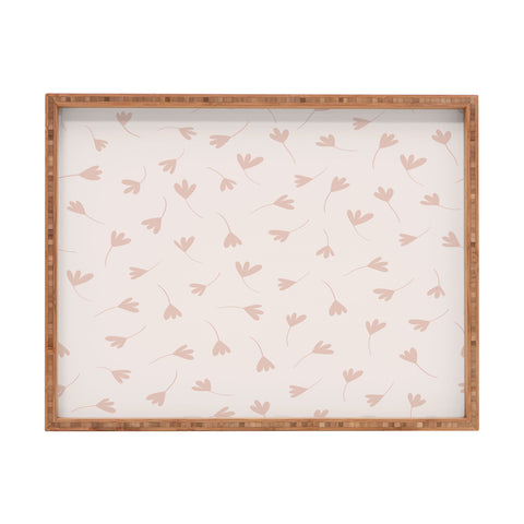 Menina Lisboa Pink Three Petal Flowers Rectangular Tray
