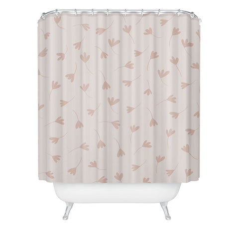 Menina Lisboa Pink Three Petal Flowers Shower Curtain