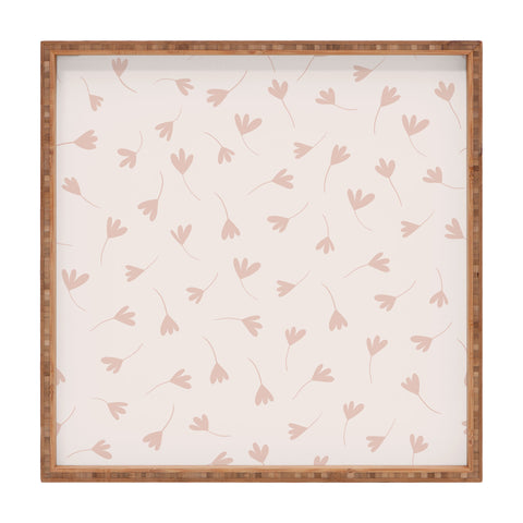 Menina Lisboa Pink Three Petal Flowers Square Tray